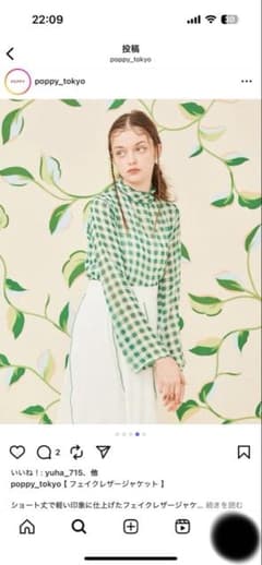 POPPY ギンガムチェックシースルートップス あさぎーにょのサムネイル