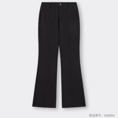 GU ジーユー　カットソーフレアスラックス　丈長め　ブラック　Lのサムネイル