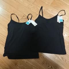 新品 ユニクロ ブラトップ キャミソール 2枚セット  L ブラックのサムネイル
