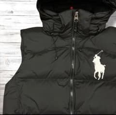 極美品 ポロ ラルフローレン ダウンベスト ブラック 黒 刺繍 ビッグ