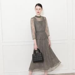最終値下げ【LEJA】ハイネック花柄レースウエストマーク透けロングドレスワンピのサムネイル