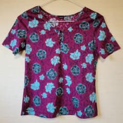 마지널 글래머 MARGINAL GLAMOUR 꽃무늬 반소매 블라우스 사이케