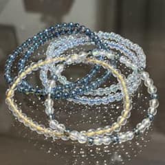 天然石 オーロラ水晶 ブレスレット 3mm 6本セット 内径5cm まとめ売りのサムネイル