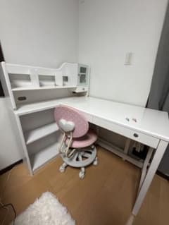 KOIZUMI子ども用学習机 椅子セット ホワイト ピンクのサムネイル