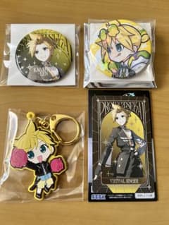 プロセカ　鏡音レン　箔押しグリカ、缶バッジ、ラバキー　4点セット