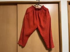 ヂェン先生の日常着　テーパードパンツ　朱赤　Sサイズのサムネイル