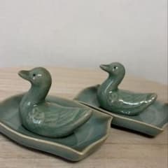 韓国青磁 暁泉窯 水鳥 置物 4個セット インテリア 陶器 - メルカリ