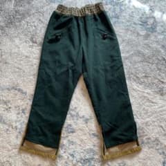 kashiu カシウ ダークグリーン&マスタードイエロー ウールパンツのサムネイル