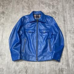 FORTIME レザージャケット シングルライダース 青 Lサイズ - メルカリ