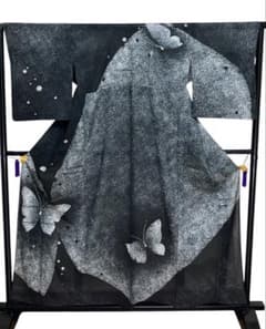 夏着物 絽 訪問着 正絹 叩き染め 蝶文 銀駒刺繍 イ6944 - メルカリ