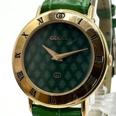 【稼働/新品電池】GUCCI 3000L インターロッキング グリーン ローマン 稼働/新品電池】GUCCI 3000L インターロッキング グリーン ローマン
