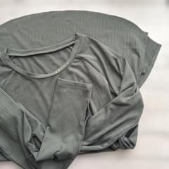 DRY-FIT 長袖 リブカットソー カーキのサムネイル