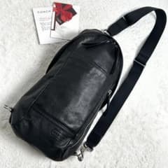 美品✨COACH ボディバッグ トンプソン オールレザー ブラック - メルカリ