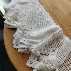 ドイツVintage 方眼編みクロッシェレース カフェカーテン カット売り可