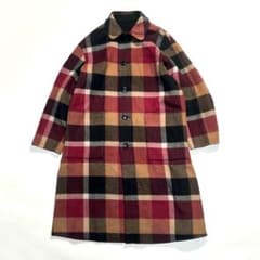美品】ブルーレーベルクレストブリッジ チェックロングコート 38