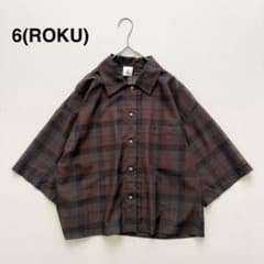 6(ROKU)＞シアー チェック シャツ ワイドシャツ クロップド - メルカリ