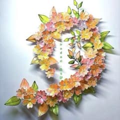 キラキラシュガーパウダー満開桜リース　山桜　ワイヤークラフト　ディップアート キラキラシュガーパウダー満開桜リース 山桜 ワイヤークラフト