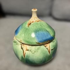 訳あり】昭和レトロ Seyei セーエー陶器 蓋付き小壺 キャンディポット