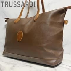 B468【大容量】TRUSSARDI☆ボストンバッグ ブラウン PVC - メルカリ