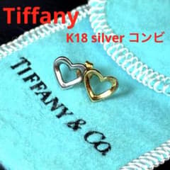 Tiffany K18 silver ダブルハート ピアス - メルカリ