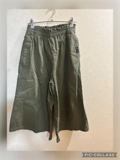 綿100% ガウチョパンツ オリーブグリーン サイズ150のサムネイル