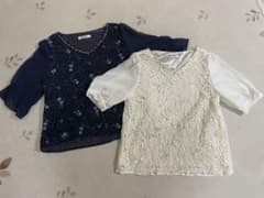 半袖ブラウス 2枚セット レース 花柄のサムネイル