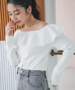 La boutique BonBon オフショルラッフルニットのサムネイル