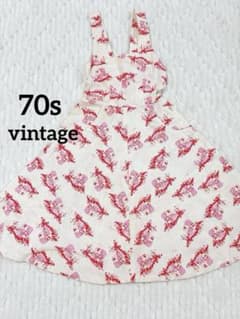 昭和レトロ　古着◇ ワンピース　総柄　レトロファンシー　いちごの女の子　70年代のサムネイル