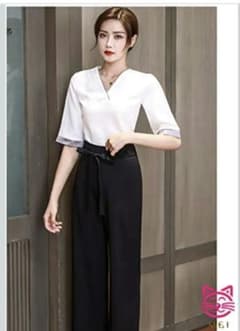 レディース パンツセットアップ Vネック サロン 制服 ユニホーム アジアンのサムネイル