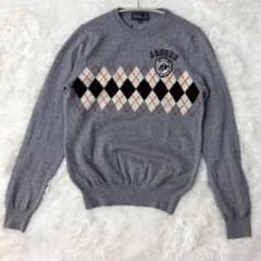 新品未使用 ゾーイ ゴルフ ウール カシミア セーター オリーブ アーガイル 美品】ZOY ゾーイ ウール100% アーガイル柄 ニットセーター ゴルフ38