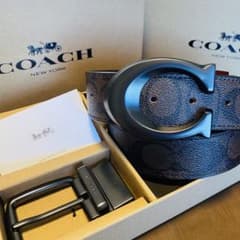 6/19日限定COACHコーチ新品正規品リバーシブルレザーベルト回転