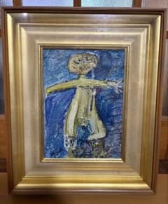 マリオネット 小野忠弘 絵画油彩肉筆 真作 額装 サイン有り F4号 マリオネット 小野忠弘 絵画油彩肉筆 真作 額装 サイン有り F4号 青が