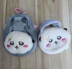 치이카와 라코 미니 토트 창 붙어 오카오 봉제인형 파우치 2점 세트