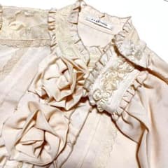 [Vintage Clothing] axesfemme Antique Sheer Blouse with Three-Dimensional Roses