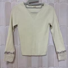 BE RADIANCE 袖レース リブニット 長袖 ホワイトのサムネイル