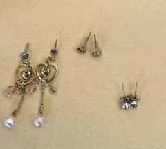 ハート型ビーズピアスとスタッドピアスセット