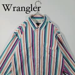 Wrangler 버튼 다운 셔츠 화이트 L 스트라이프