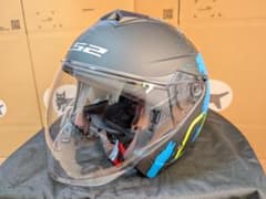 【新品】ジェットヘルメット　LS2　OF573　黒青黄　XXLのサムネイル