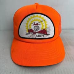 【US古着】KDOT ビンテージ ワッペン メッシュキャップ オレンジ アメリカ