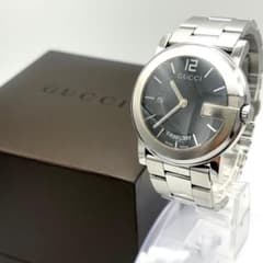 箱/取説/保証】GUCCI 101M ブラック文字盤 シルバーベルト - メルカリ