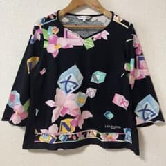 レオナールスポーツ 花柄トップス ブラック フラワープリント