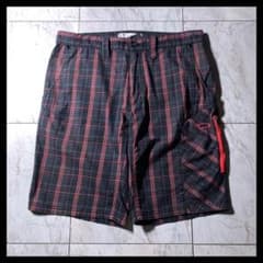 00s OAKLEY チェック ショーツ 極太 ハーフパンツ y2k グランジ 00s〜 OAKLEY チェックショーツ ハーフパンツ 黒 赤 Y2K W34 - メルカリ