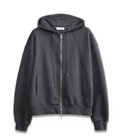 Stud Hoodie Zip-Up in Charcoal MUSINSAのサムネイル