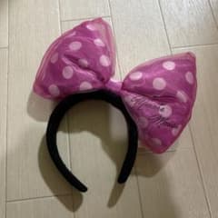 Disney Minnie Mouse シースルーリボン カチューシャ ピンクのサムネイル