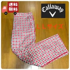 キャロウェイ　ゴルフ　防寒　防風　ナイロン　パンツ　ＬＬサイズ　赤チェック　ｋ2