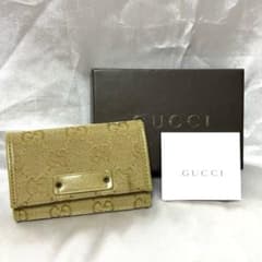 【未使用保管品】GUCCI GGシマ 6連 キーケース ロゴプレート 箱付のサムネイル