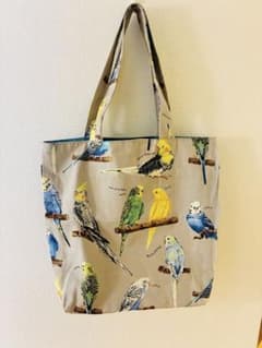 インコ柄 トートバッグ ハンドメイドのサムネイル