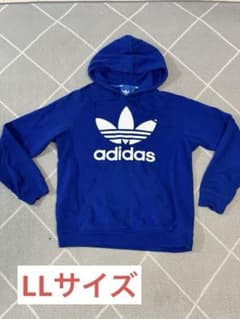 adidas フード付きパーカー LLサイズ 青　裏起毛のサムネイル