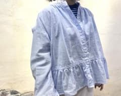 nest robe UpcycleLino 天然染めギャザーブラウスBLUE - メルカリ