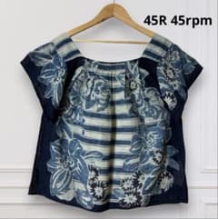 美品✨ 45R 45rpm 藍染ブラウス 花柄 ボーダー - メルカリ
